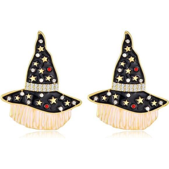 Halloween Witch Hat Earrings | Festive Dangle Jewelry - Picture 1 of 4